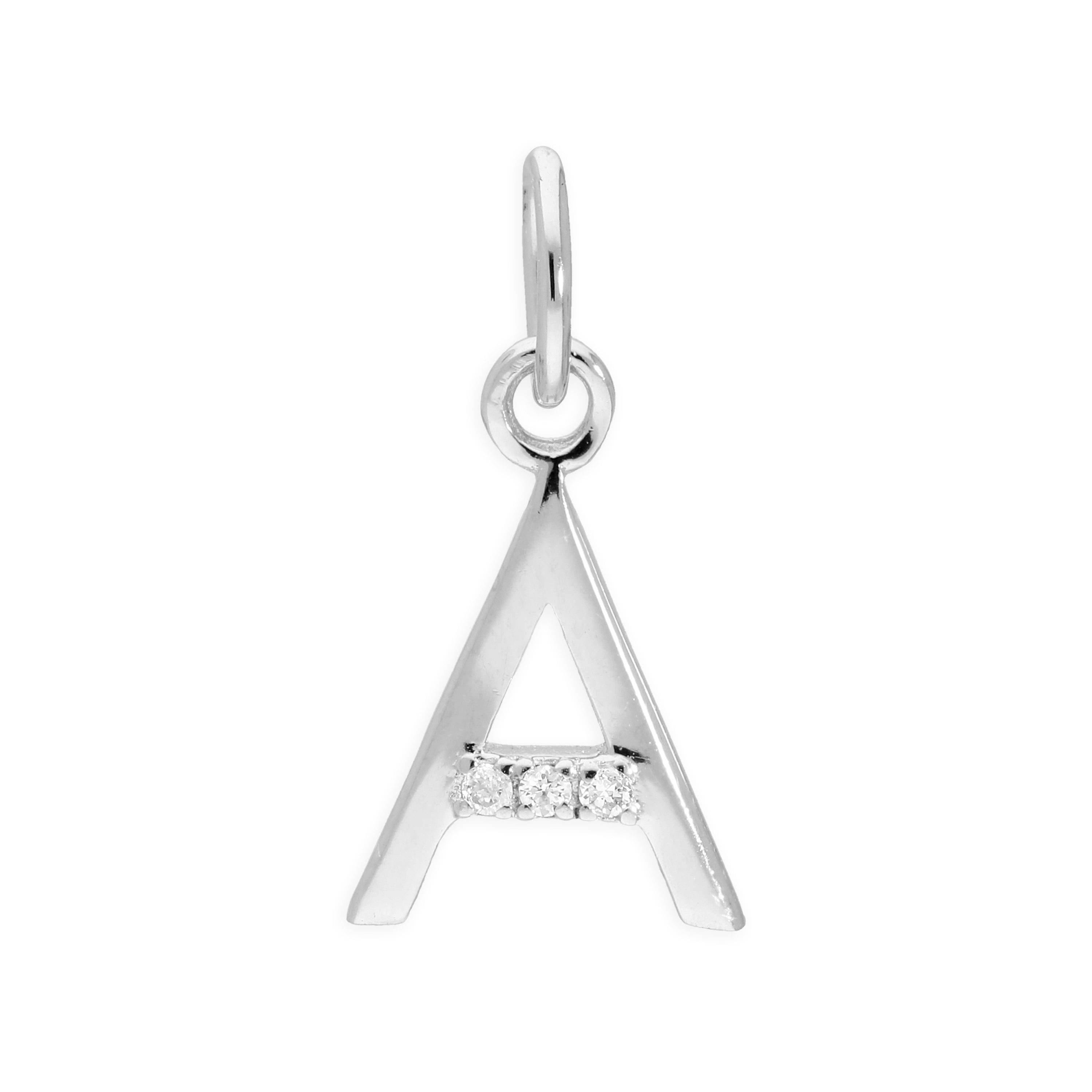 Sterlingsilber Anhänger mit dreifachem 1,2-Karat-Diamant und Buchstaben A–Z
