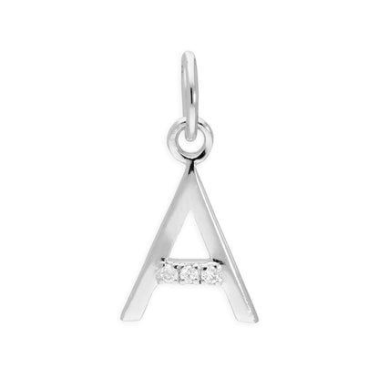 Sterling Silber Anhänger mit dreifachem 1,2-Karat-Diamant und Buchstaben A–Z
