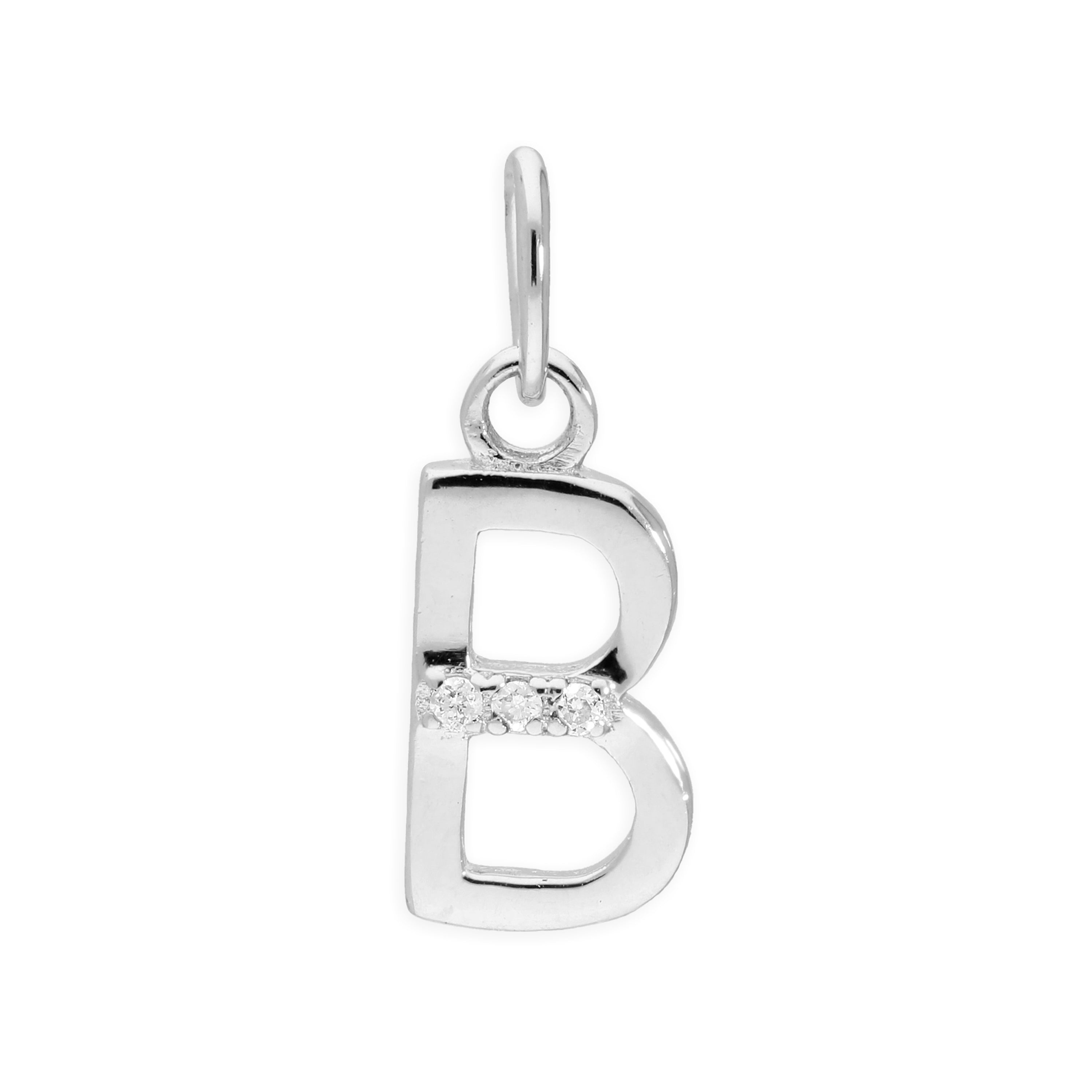 Sterlingsilber Anhänger mit dreifachem 1,2-Karat-Diamant und Buchstaben A–Z