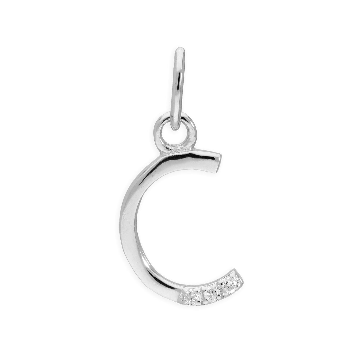 Sterling Silber Anhänger mit dreifachem 1,2-Karat-Diamant und Buchstaben A–Z