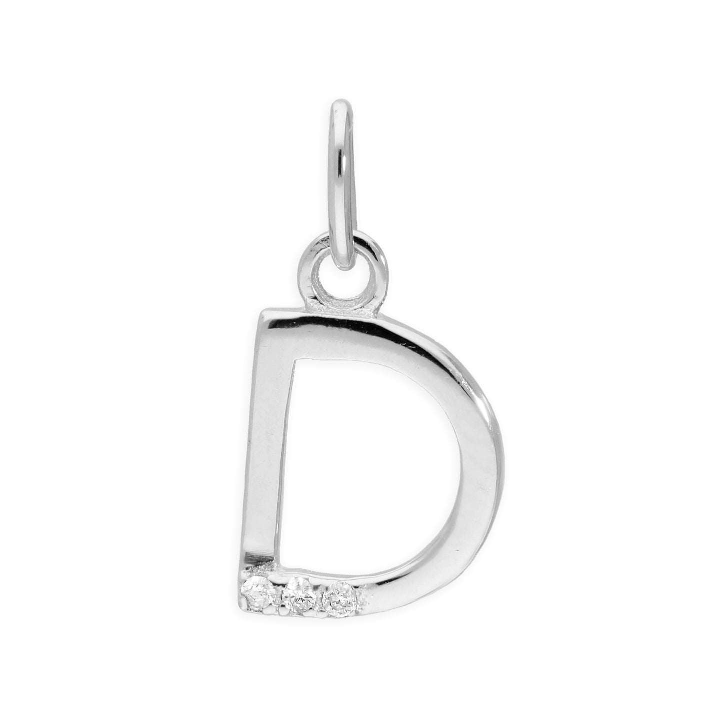 Sterling Silber Anhänger mit dreifachem 1,2-Karat-Diamant und Buchstaben A–Z