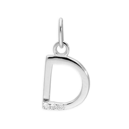Sterling Silber Anhänger mit dreifachem 1,2-Karat-Diamant und Buchstaben A–Z