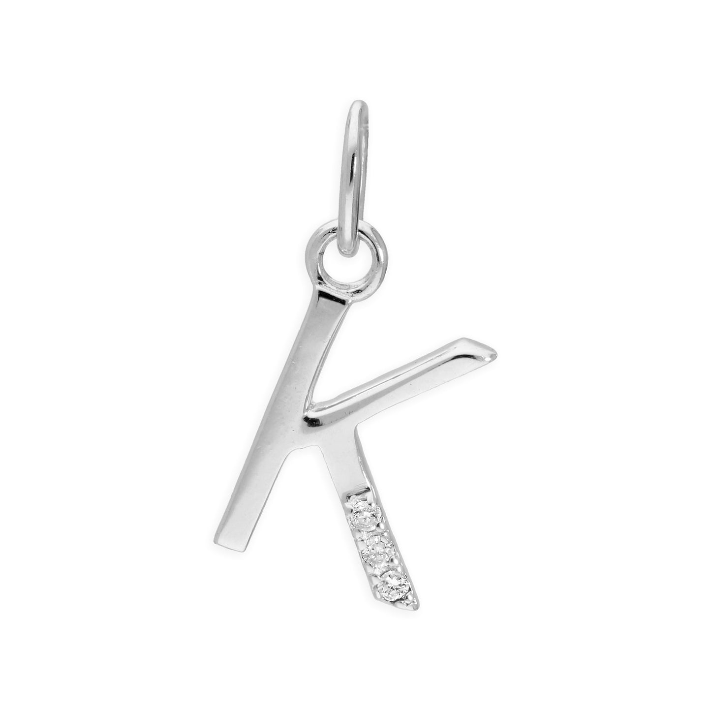 Sterling Silber Anhänger mit dreifachem 1,2-Karat-Diamant und Buchstaben A–Z