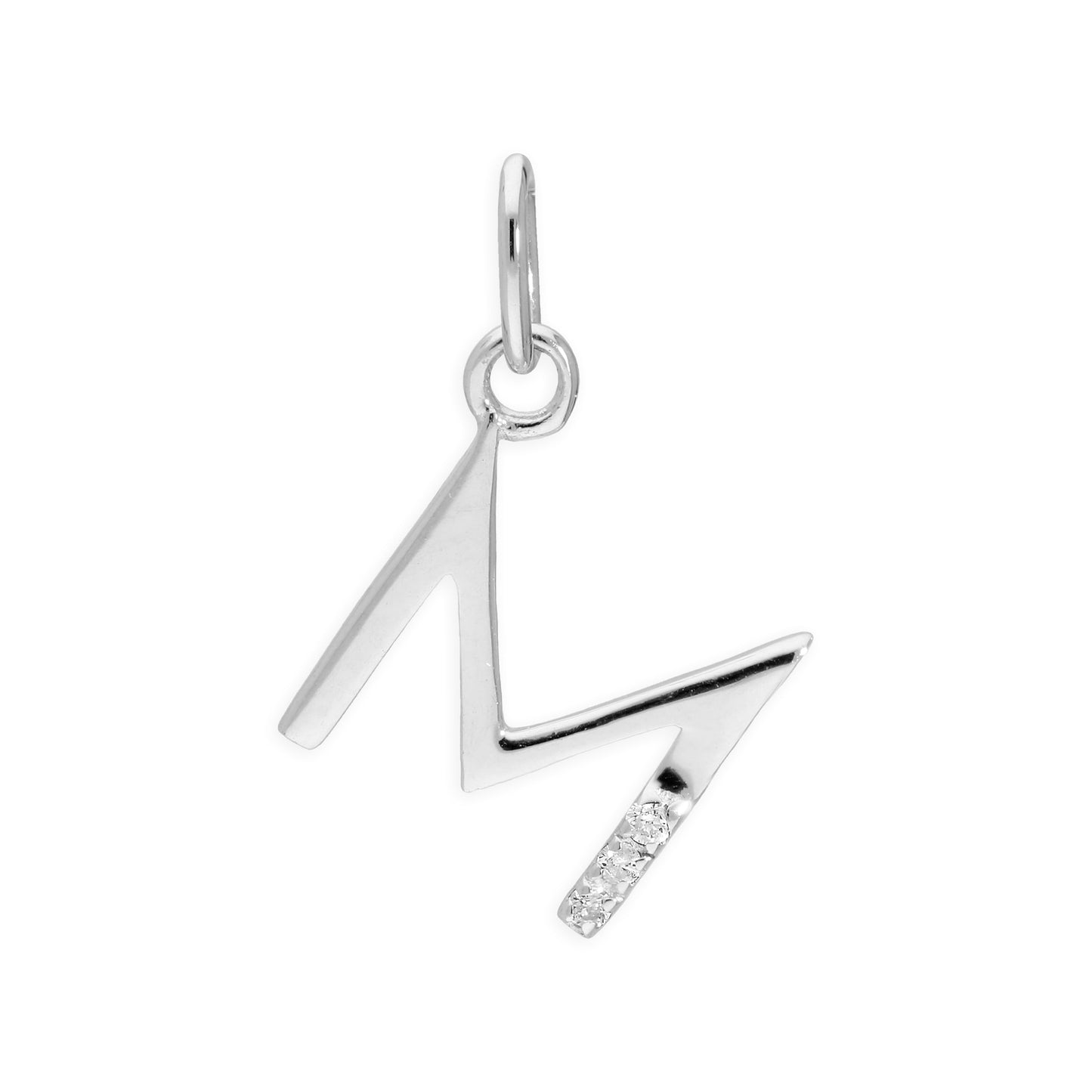 Sterling Silber Anhänger mit dreifachem 1,2-Karat-Diamant und Buchstaben A–Z