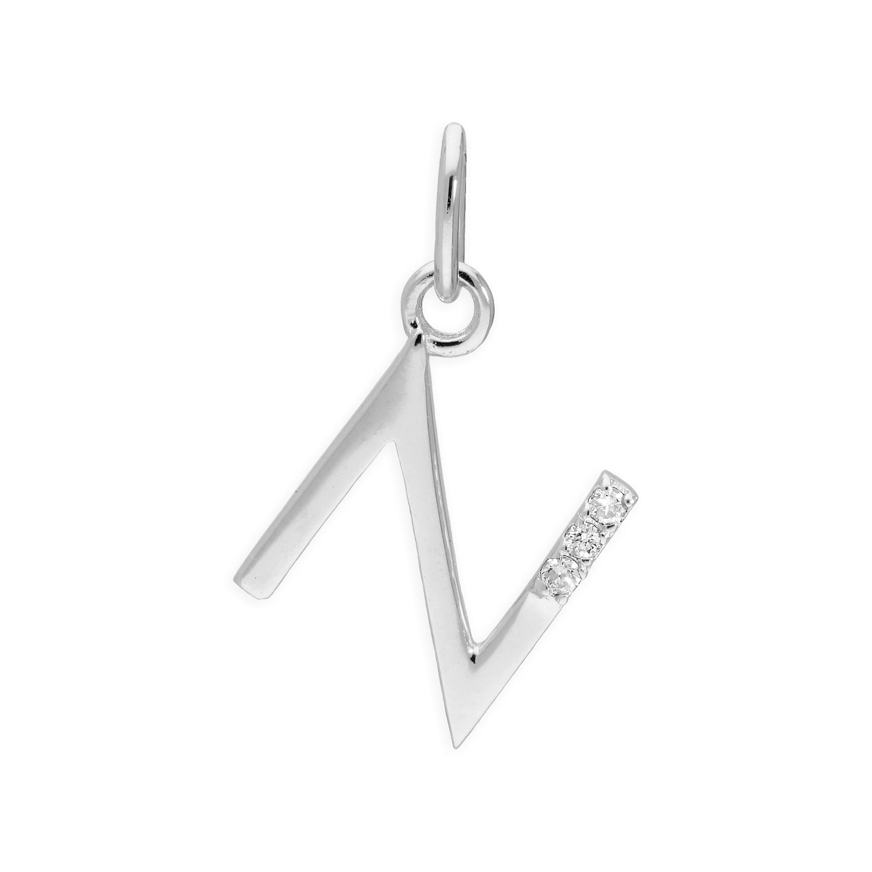 Sterlingsilber Anhänger mit dreifachem 1,2-Karat-Diamant und Buchstaben A–Z