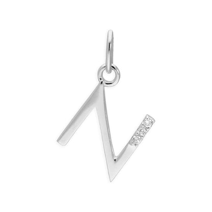 Sterling Silber Anhänger mit dreifachem 1,2-Karat-Diamant und Buchstaben A–Z