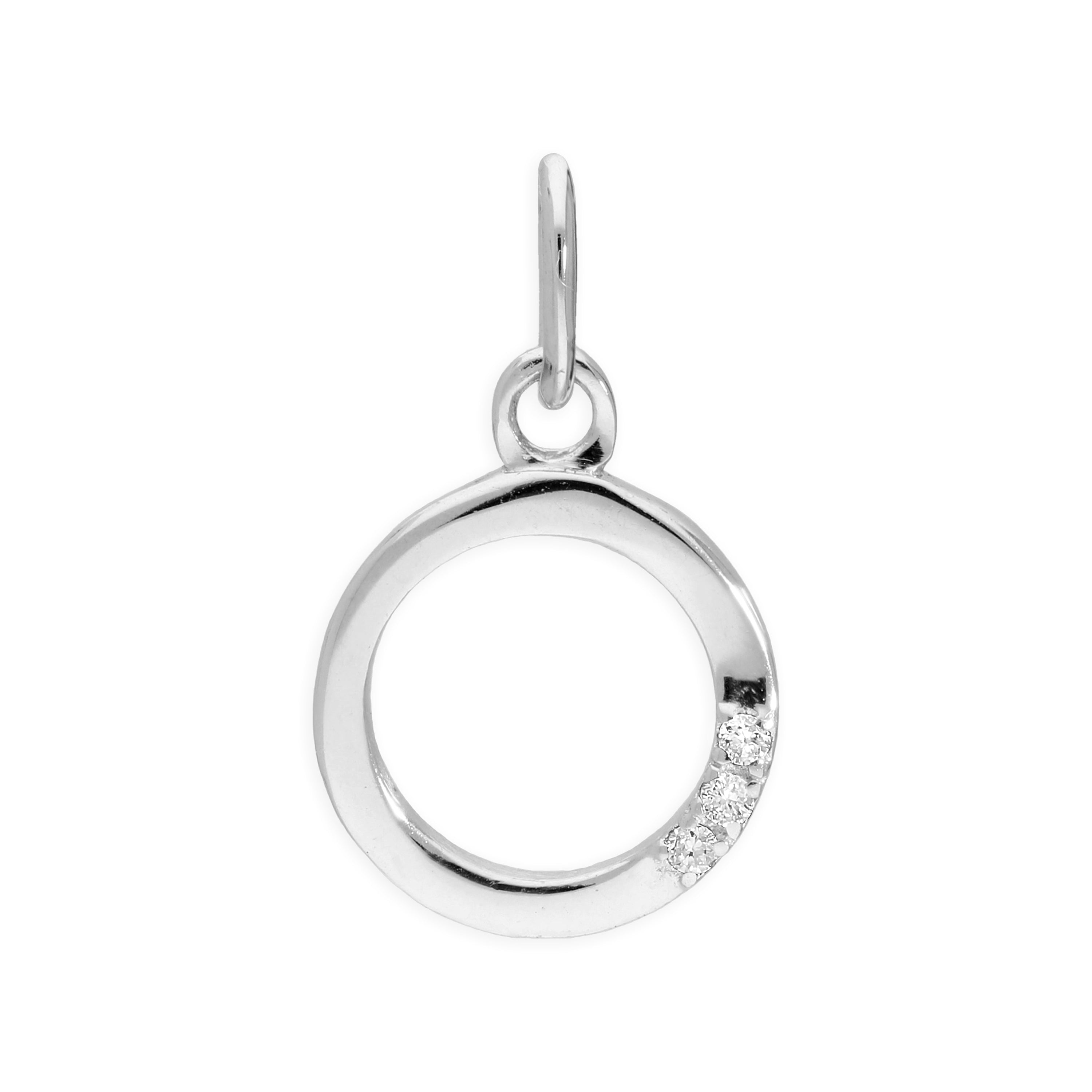 Sterlingsilber Anhänger mit dreifachem 1,2-Karat-Diamant und Buchstaben A–Z