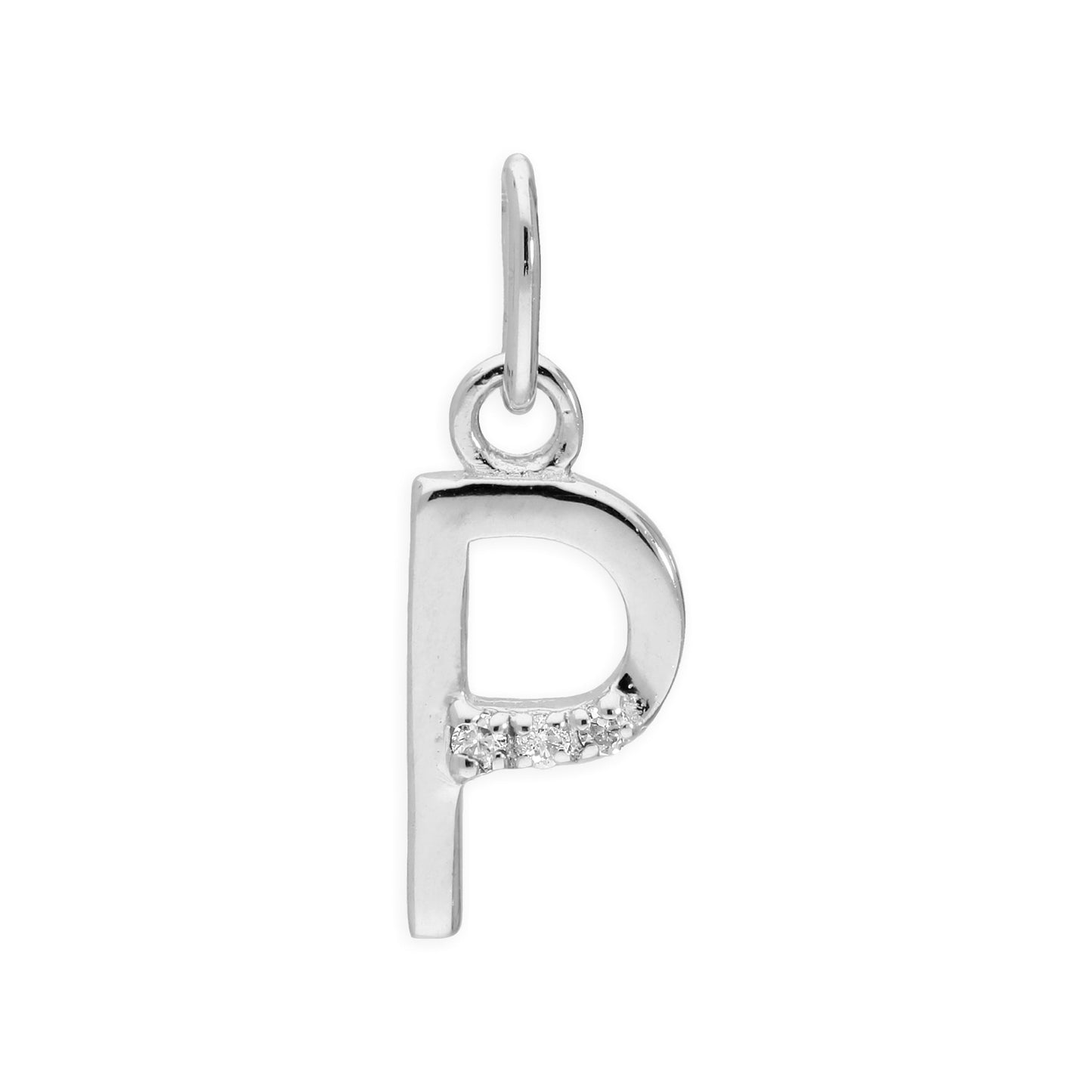 Sterling Silber Anhänger mit dreifachem 1,2-Karat-Diamant und Buchstaben A–Z