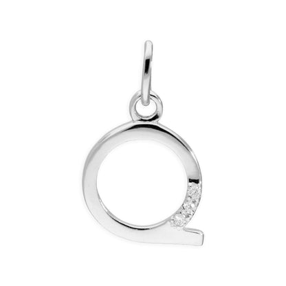 Sterling Silber Anhänger mit dreifachem 1,2-Karat-Diamant und Buchstaben A–Z