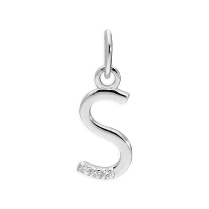 Sterling Silber Anhänger mit dreifachem 1,2-Karat-Diamant und Buchstaben A–Z