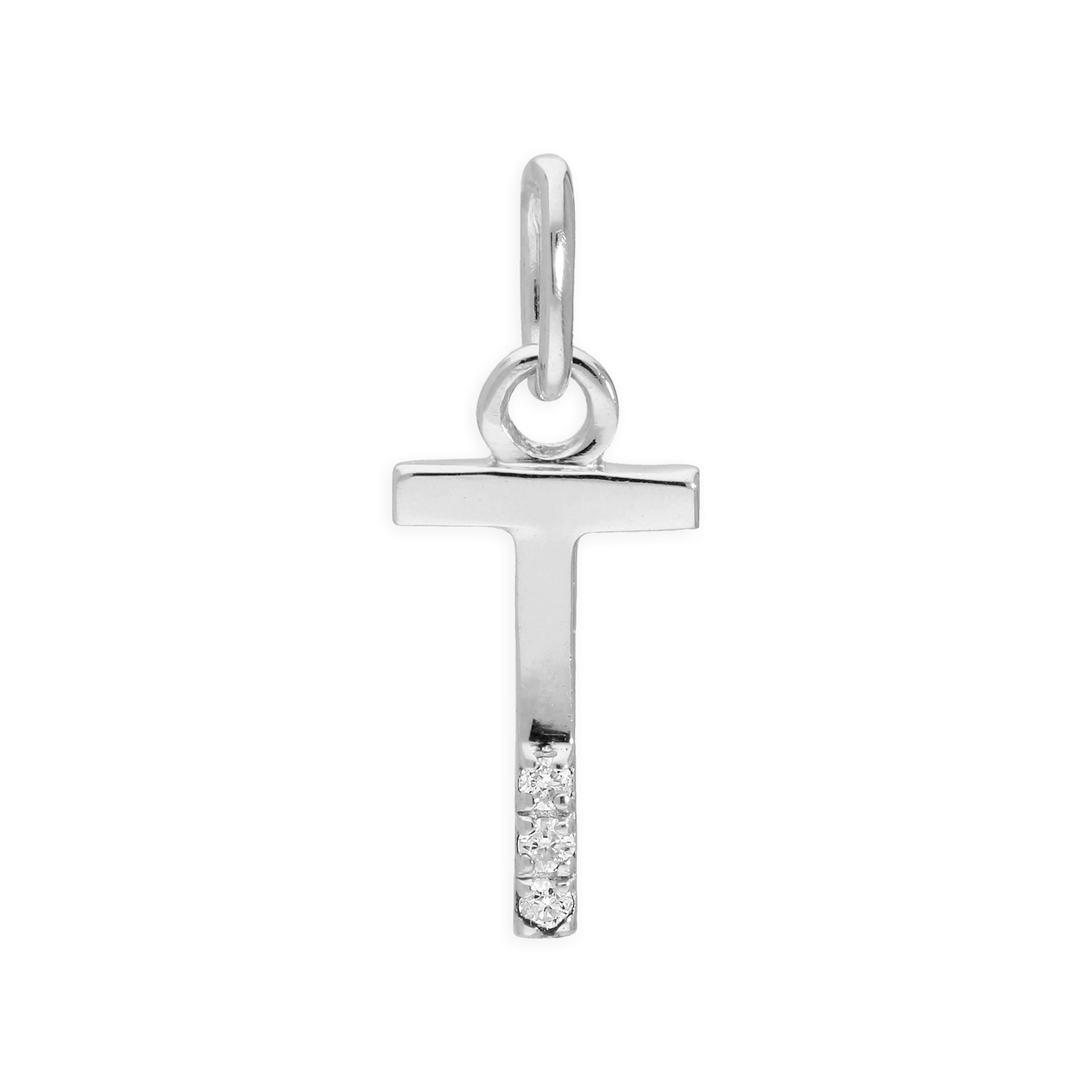 Sterlingsilber Anhänger mit dreifachem 1,2-Karat-Diamant und Buchstaben A–Z