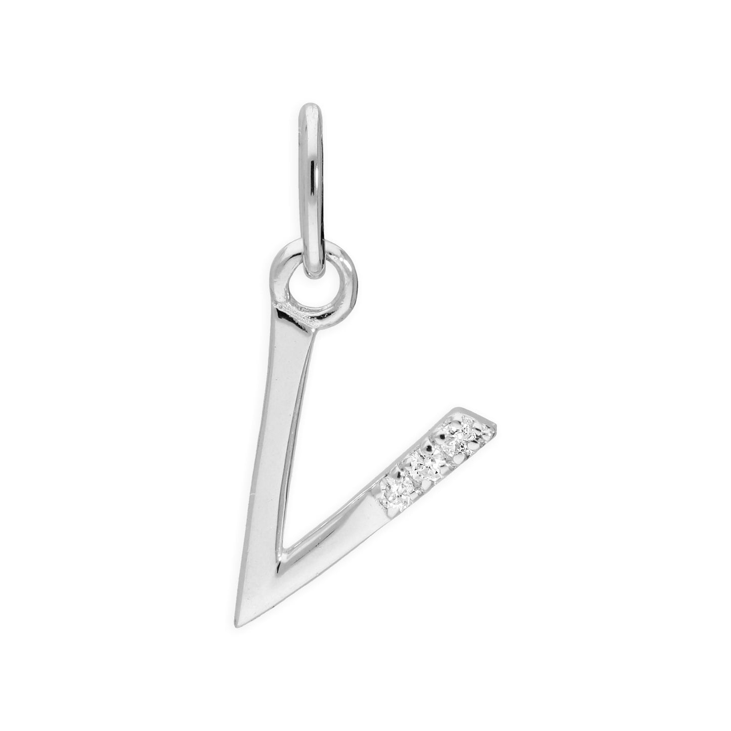 Sterling Silber Anhänger mit dreifachem 1,2-Karat-Diamant und Buchstaben A–Z