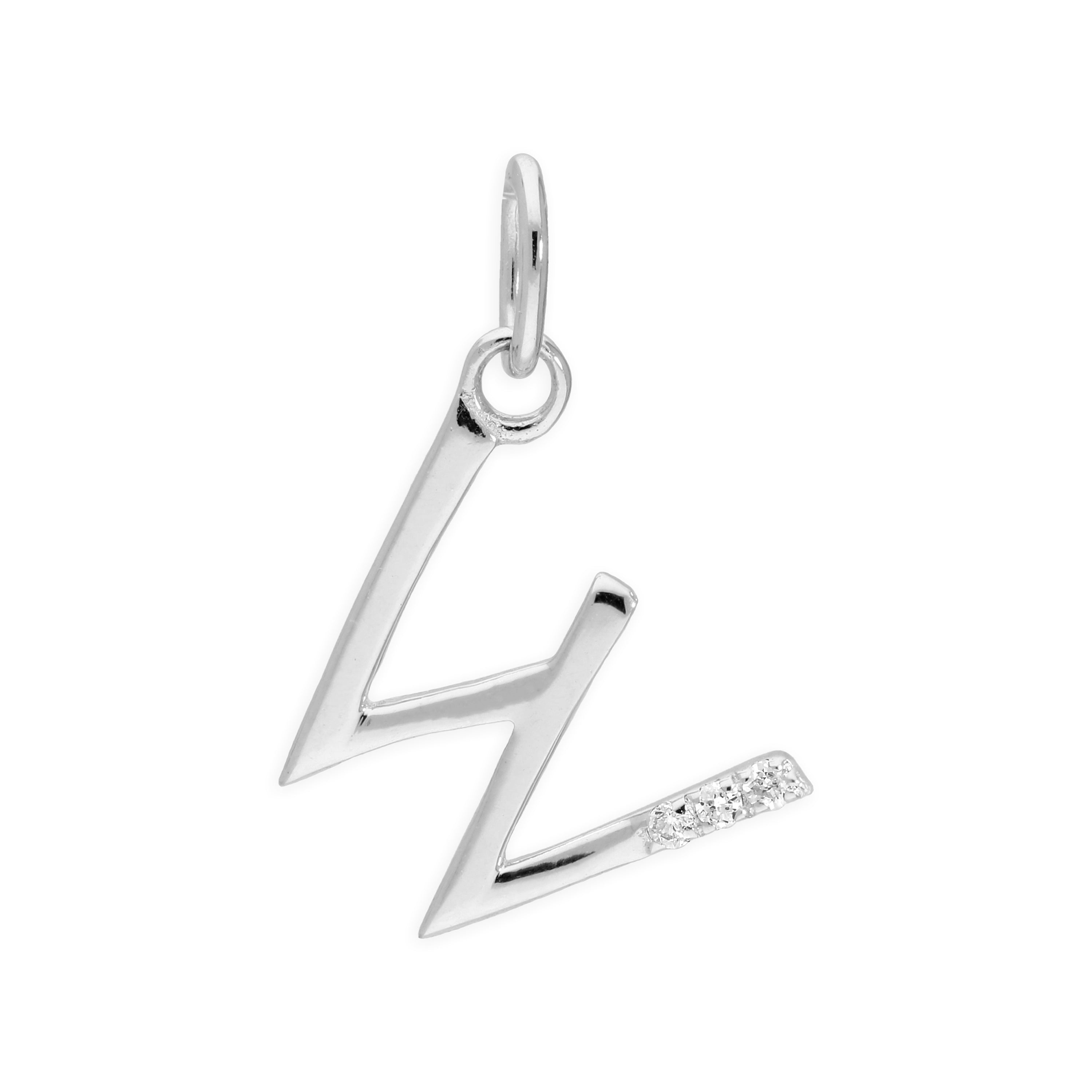 Sterlingsilber Anhänger mit dreifachem 1,2-Karat-Diamant und Buchstaben A–Z
