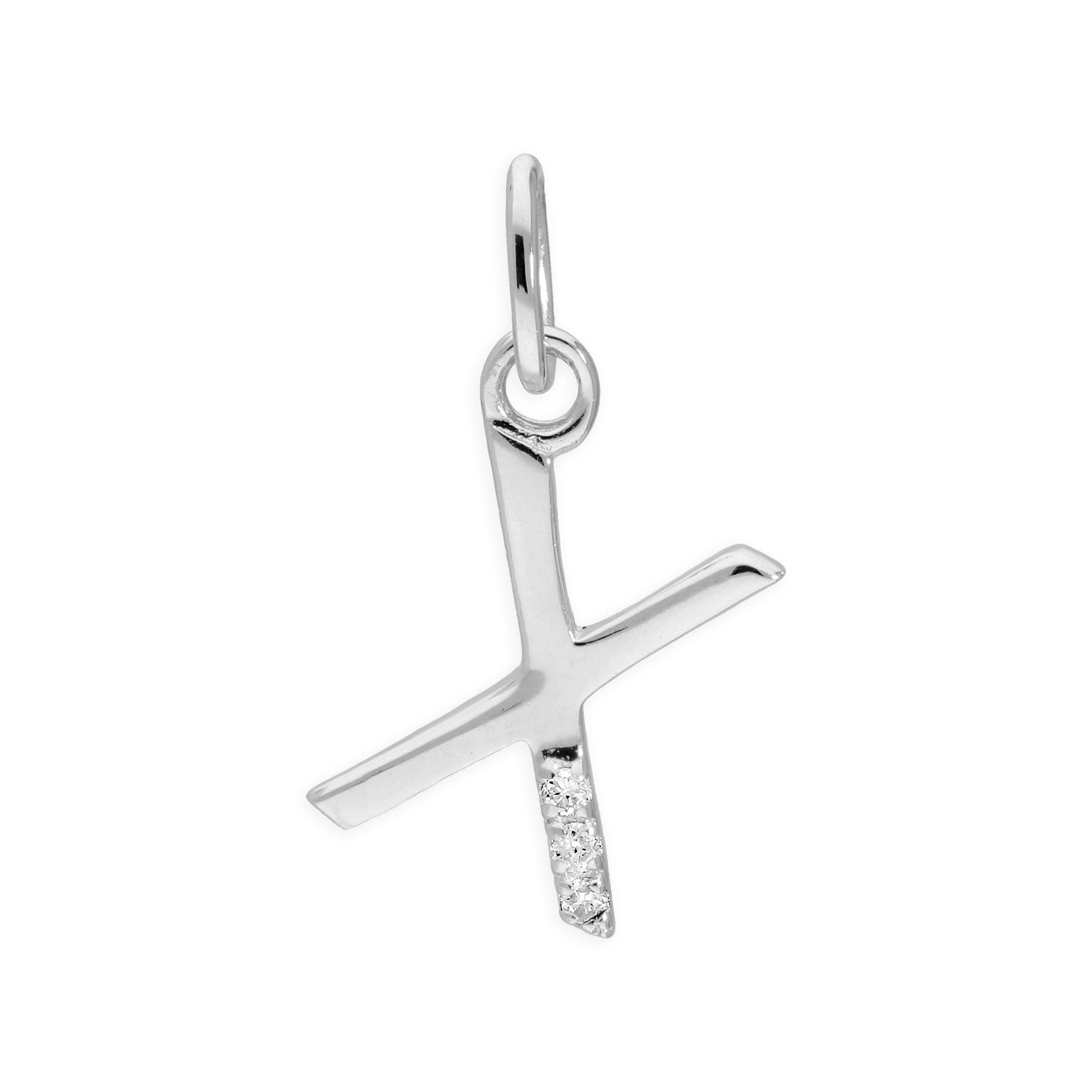 Sterlingsilber Anhänger mit dreifachem 1,2-Karat-Diamant und Buchstaben A–Z