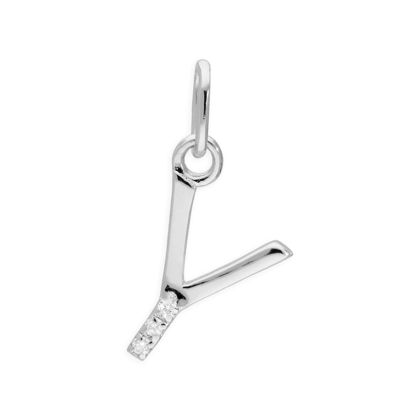 Sterling Silber Anhänger mit dreifachem 1,2-Karat-Diamant und Buchstaben A–Z