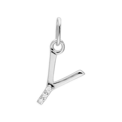 Sterling Silber Anhänger mit dreifachem 1,2-Karat-Diamant und Buchstaben A–Z