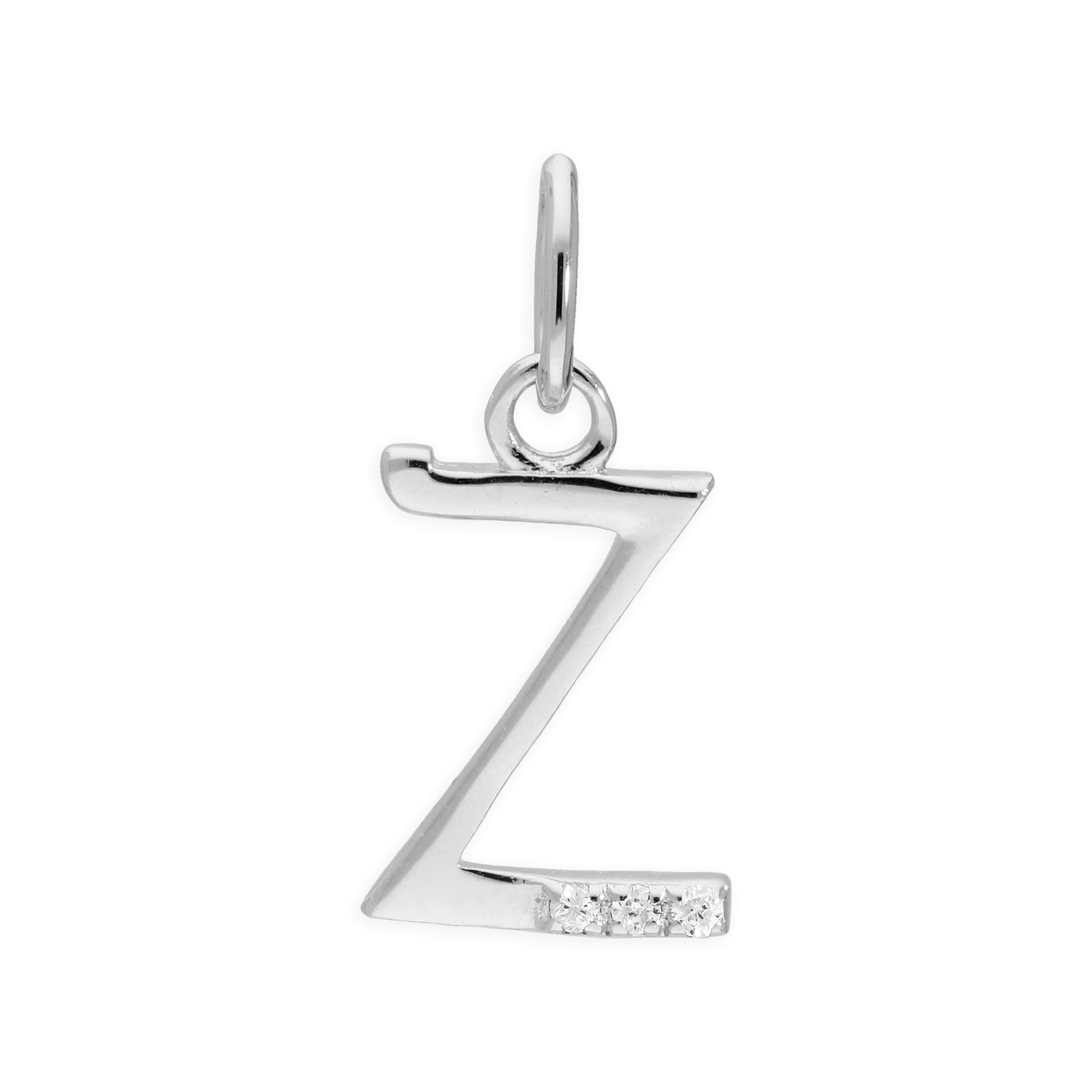 Sterlingsilber Anhänger mit dreifachem 1,2-Karat-Diamant und Buchstaben A–Z