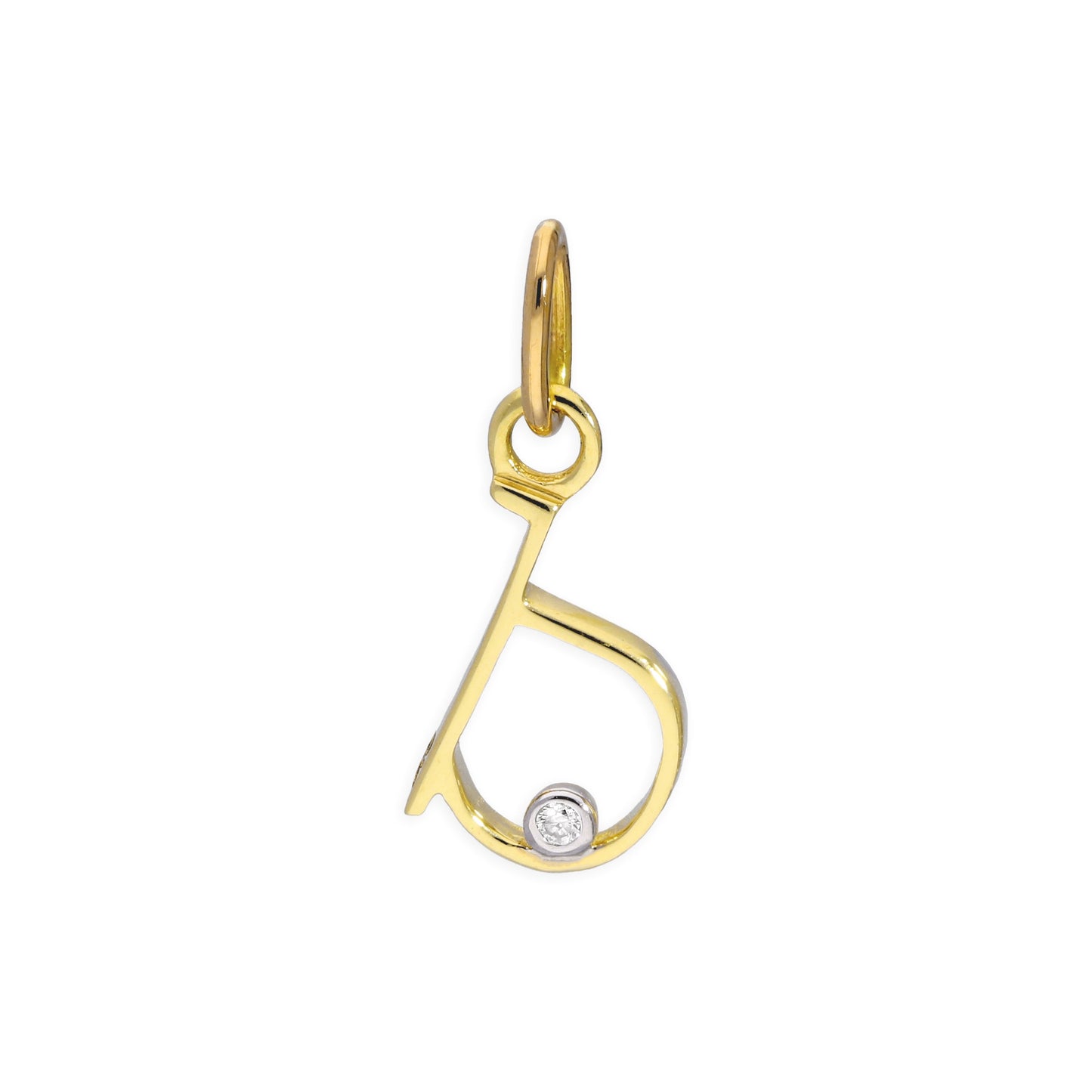 Anhänger mit Buchstaben aus 9 Karat Gelbgold und 0,4 Karat Diamanten A–Z