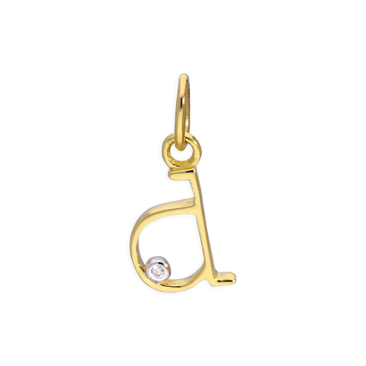 Buchstaben-Anhänger aus 9 Karat Gelbgold mit Diamant (0,4 Points), A - Z
