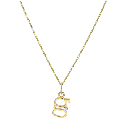 9ct Yellow Gold Single Stone Diamond 0.4 points Letter G Necklace Pendant 16 - 20 Inches