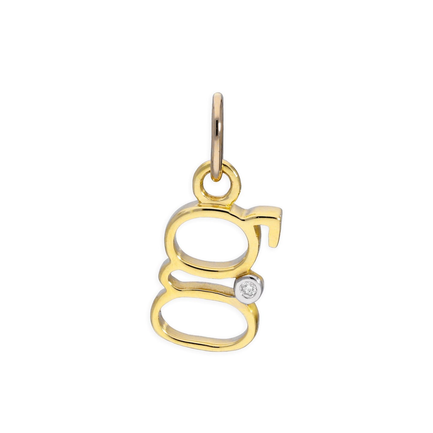 Anhänger mit Buchstaben aus 9 Karat Gelbgold und 0,4 Karat Diamanten A–Z