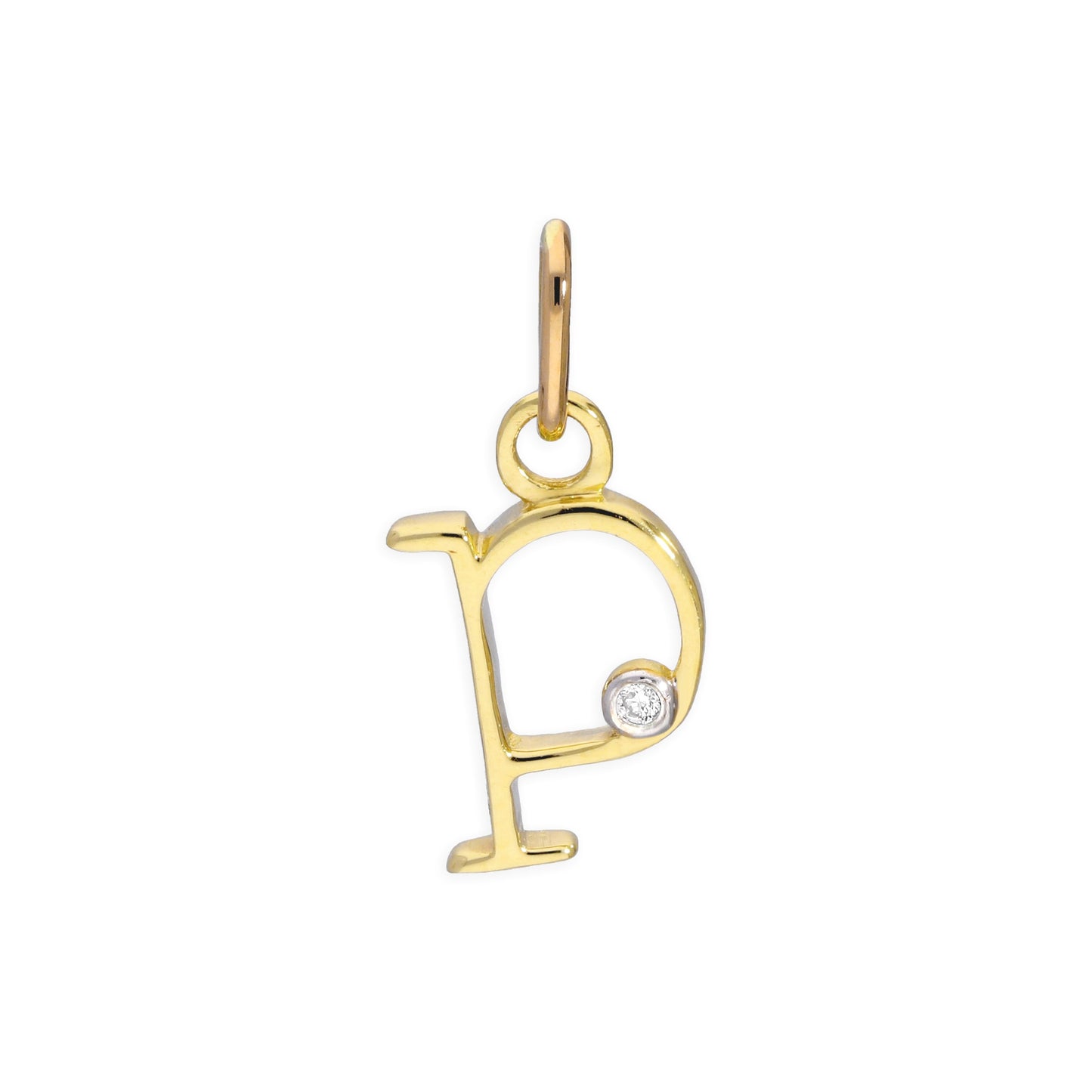 Anhänger mit Buchstaben aus 9 Karat Gelbgold und 0,4 Karat Diamanten A–Z