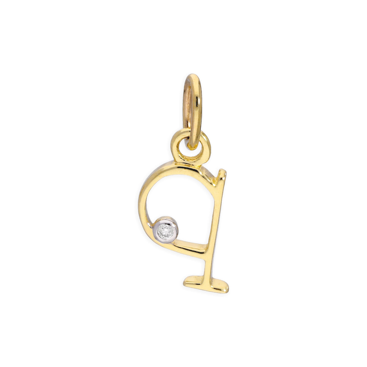 Buchstaben-Anhänger aus 9 Karat Gelbgold mit Diamant (0,4 Points), A - Z