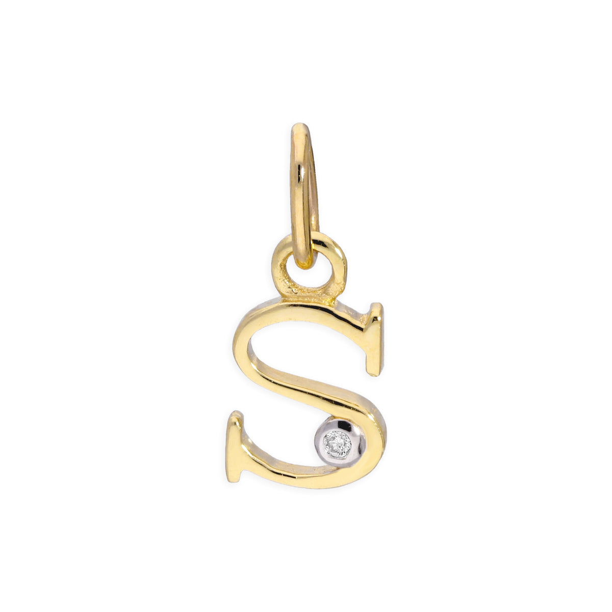Buchstaben-Anhänger aus 9 Karat Gelbgold mit Diamant (0,4 Points), A - Z