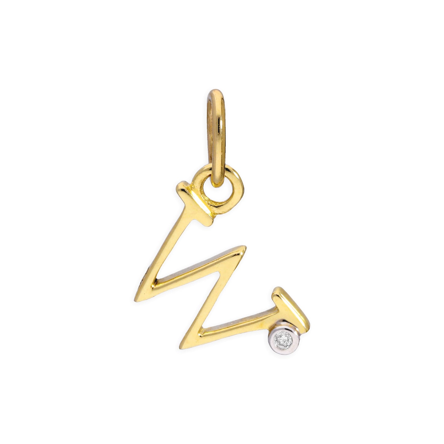 Anhänger mit Buchstaben aus 9 Karat Gelbgold und 0,4 Karat Diamanten A–Z