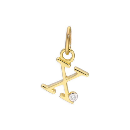 Anhänger mit Buchstaben aus 9 Karat Gelbgold und 0,4 Karat Diamanten A–Z