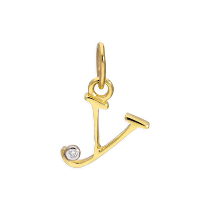 Anhänger mit Buchstaben aus 9 Karat Gelbgold und 0,4 Karat Diamanten A–Z