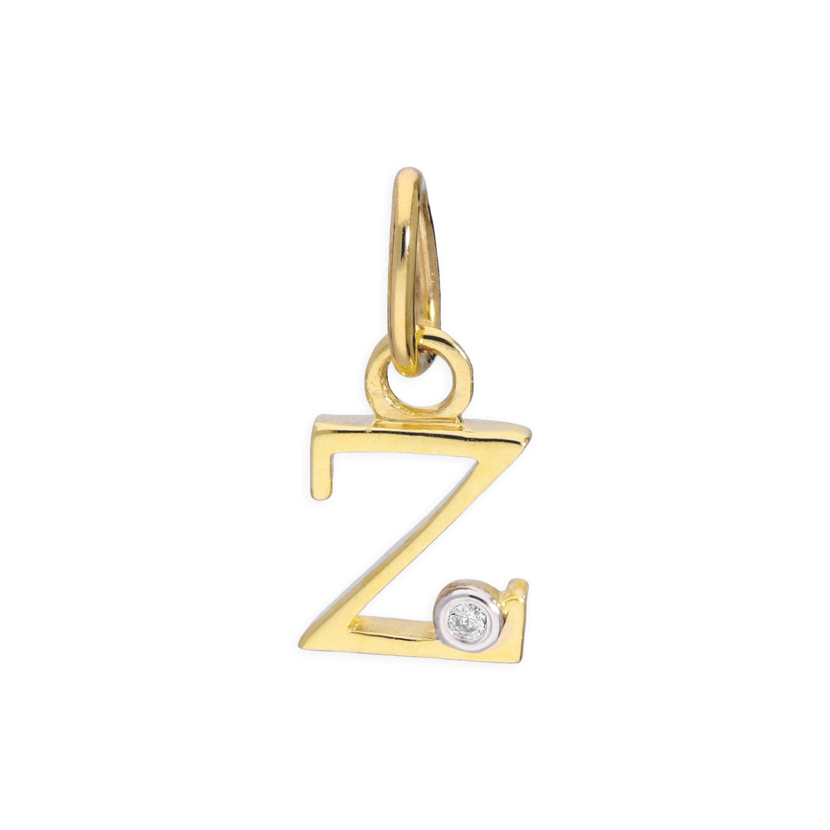 Buchstaben-Anhänger aus 9 Karat Gelbgold mit Diamant (0,4 Points), A - Z