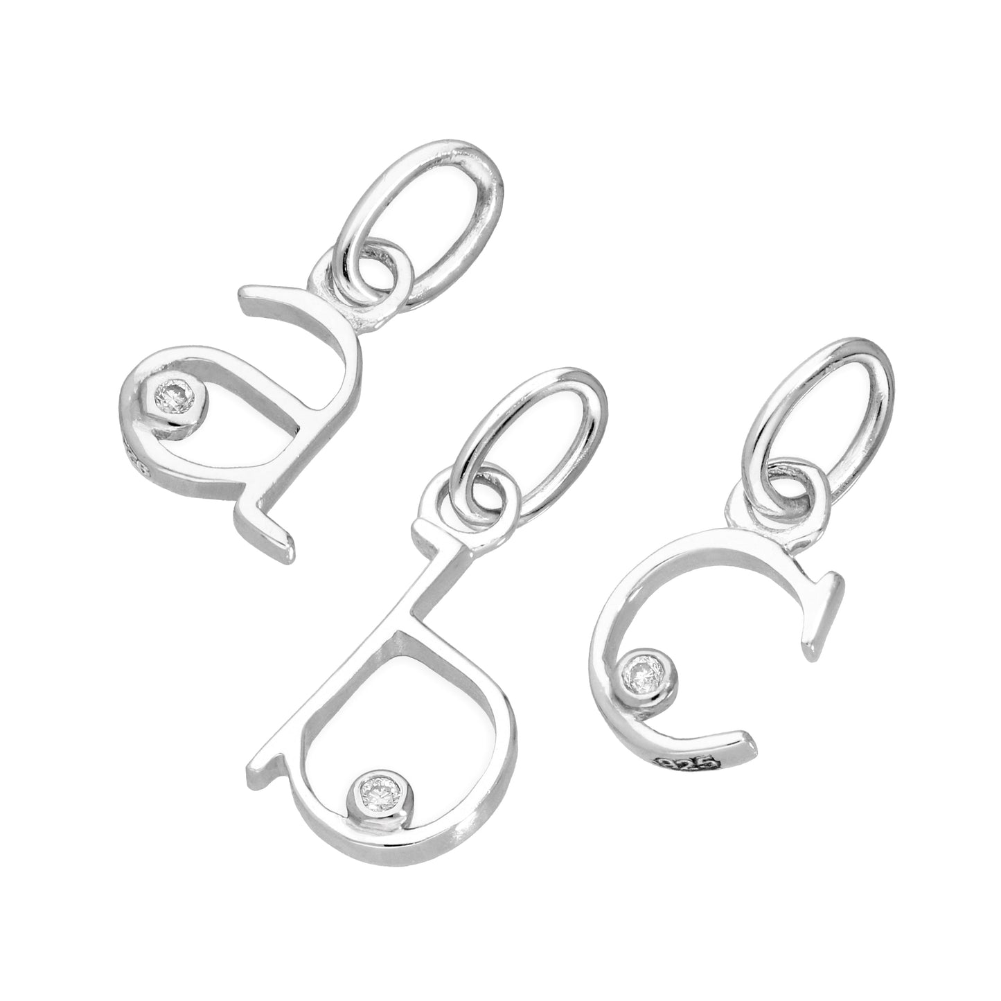 Anhänger mit Buchstaben aus Sterlingsilber und 0,4 Karat Diamanten A–Z