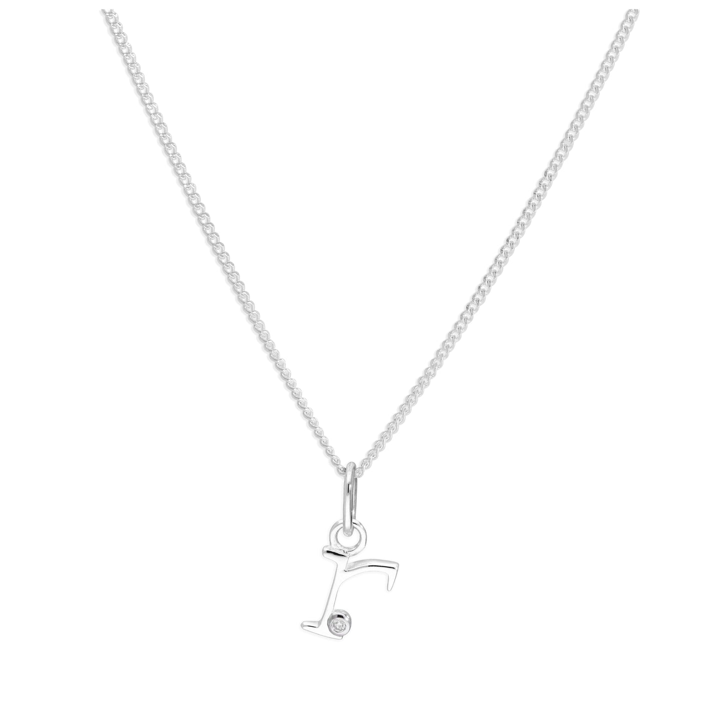 Sterlingsilber Einzelstein Diamant 0,4 Punkte Buchstabe r Halskette Anhänger 35,5 - 71cm