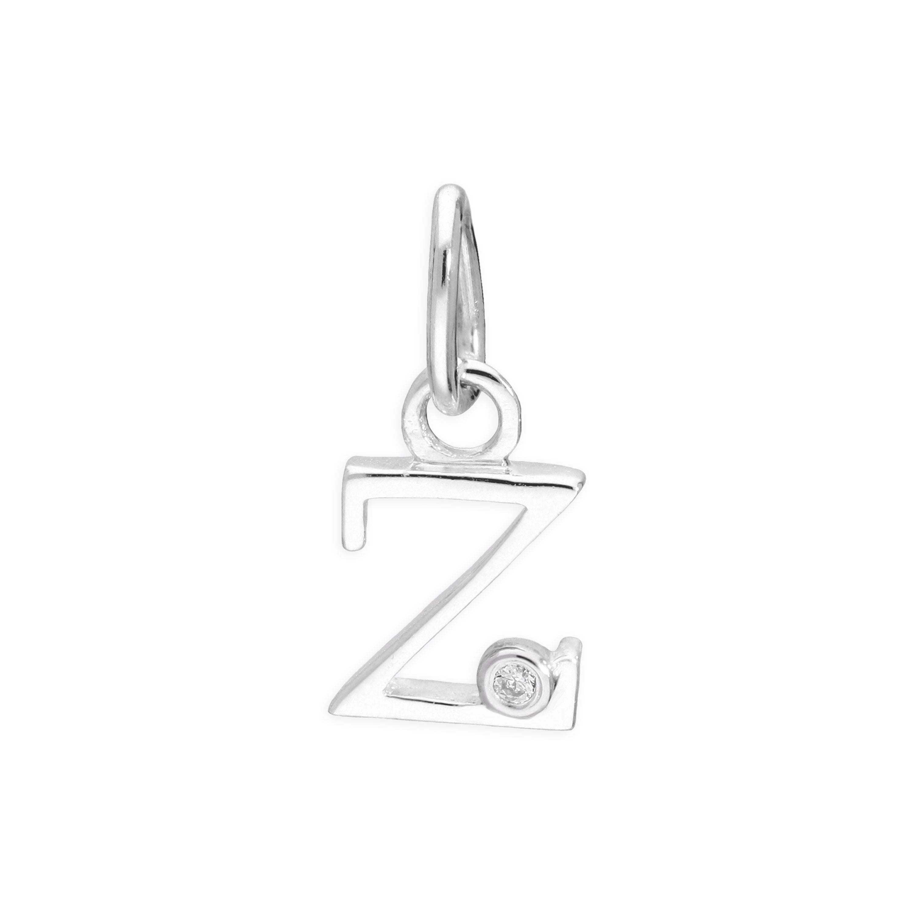 Anhänger mit Buchstaben aus Sterlingsilber und 0,4 Karat Diamanten A–Z