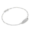 Armband aus Sterlingsilber mit Figarokette und gravierbarer ID-Platte, 18 cm