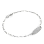 Armband aus Sterlingsilber mit Figarokette und gravierbarer ID-Platte, 18 cm