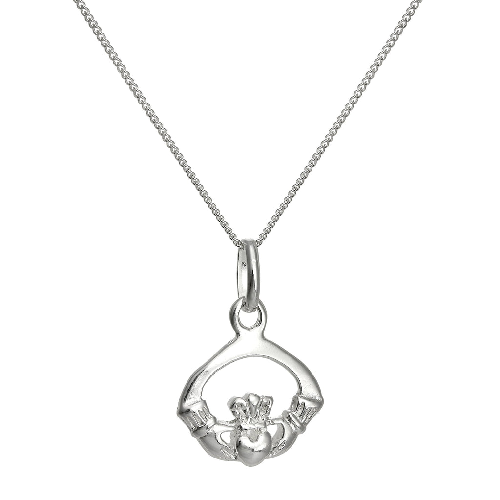 Halskette mit Claddagh-Anhänger aus Sterlingsilber 14-32 Zoll