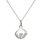 Halskette mit Claddagh-Anhänger aus Sterlingsilber 14-32 Zoll