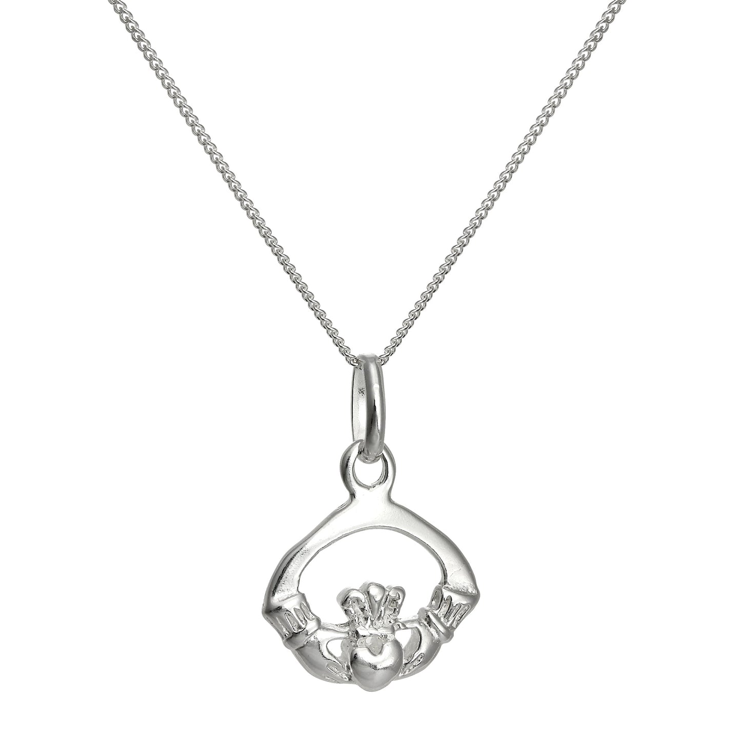 Halskette mit Claddagh-Anhänger aus Sterlingsilber 14-32 Zoll