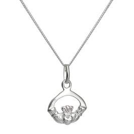 Halskette mit Claddagh-Anhänger aus Sterlingsilber 14-32 Zoll