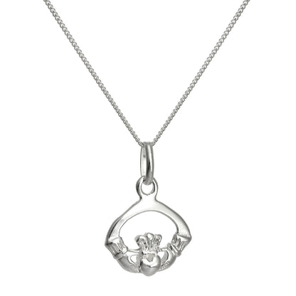 Halskette mit Claddagh-Anhänger aus Sterlingsilber 14-32 Zoll