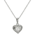 Sterlingsilber Filigran Geschwollenes Herz Anhänger an einer 45,5 cm Kette