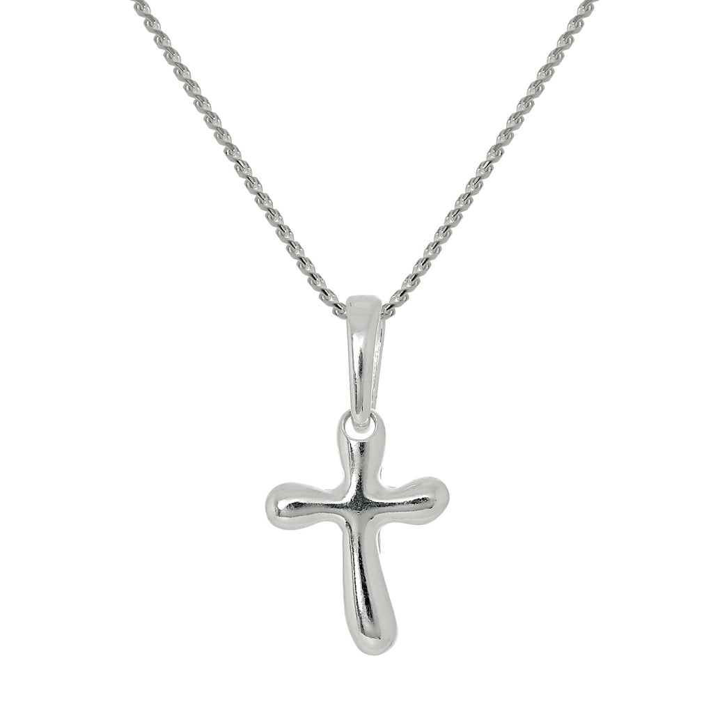 Halskette mit rundem Kreuzanhänger aus Sterlingsilber, 16–22 Zoll