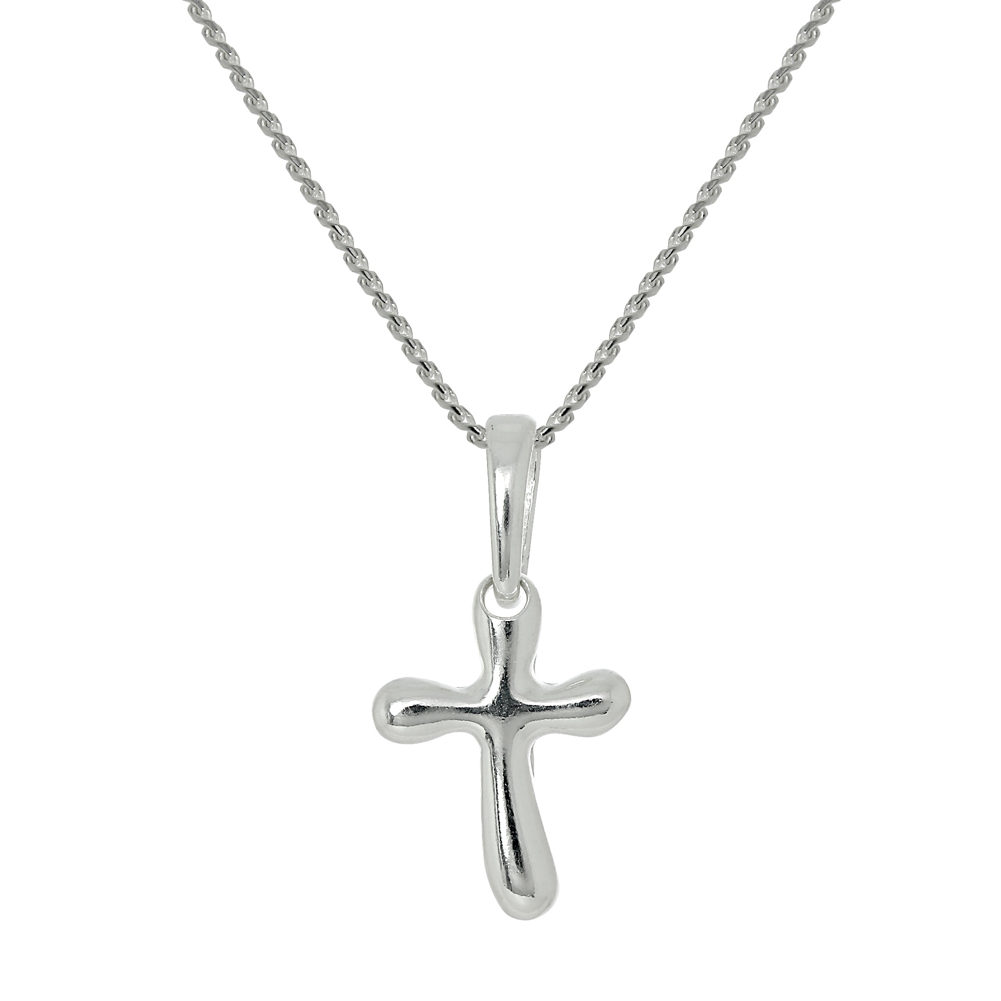Halskette mit rundem Kreuzanhänger aus Sterlingsilber, 16–22 Zoll