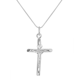 Große Halskette mit Kreuzanhänger aus Sterlingsilber 16–22 Zoll
