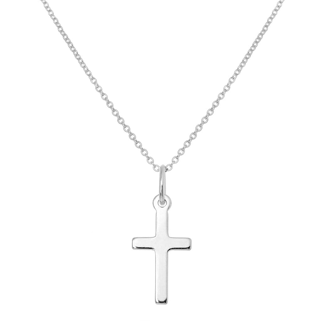 Halskette mit schlichtem Kreuzanhänger aus Sterlingsilber 16–22 Zoll