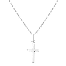 Halskette mit schlichtem Kreuzanhänger aus Sterlingsilber 16–22 Zoll