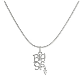 Sterlingsilber „Big Sis“ (Große Schwester) Anhänger mit CZ Kristall Herz an Kette 40,5 - 61 cm