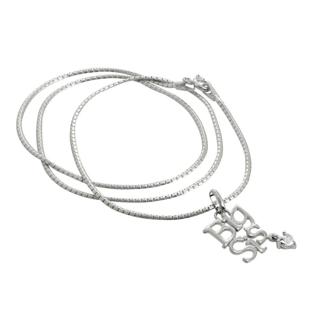 Anhänger für die große Schwester aus Sterlingsilber mit Zirkonia-Herz und Kette, 40 - 60 cm
